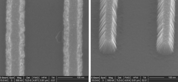Figure 3: Then 80 nm thick Chromium pattern is clean with no edge defects